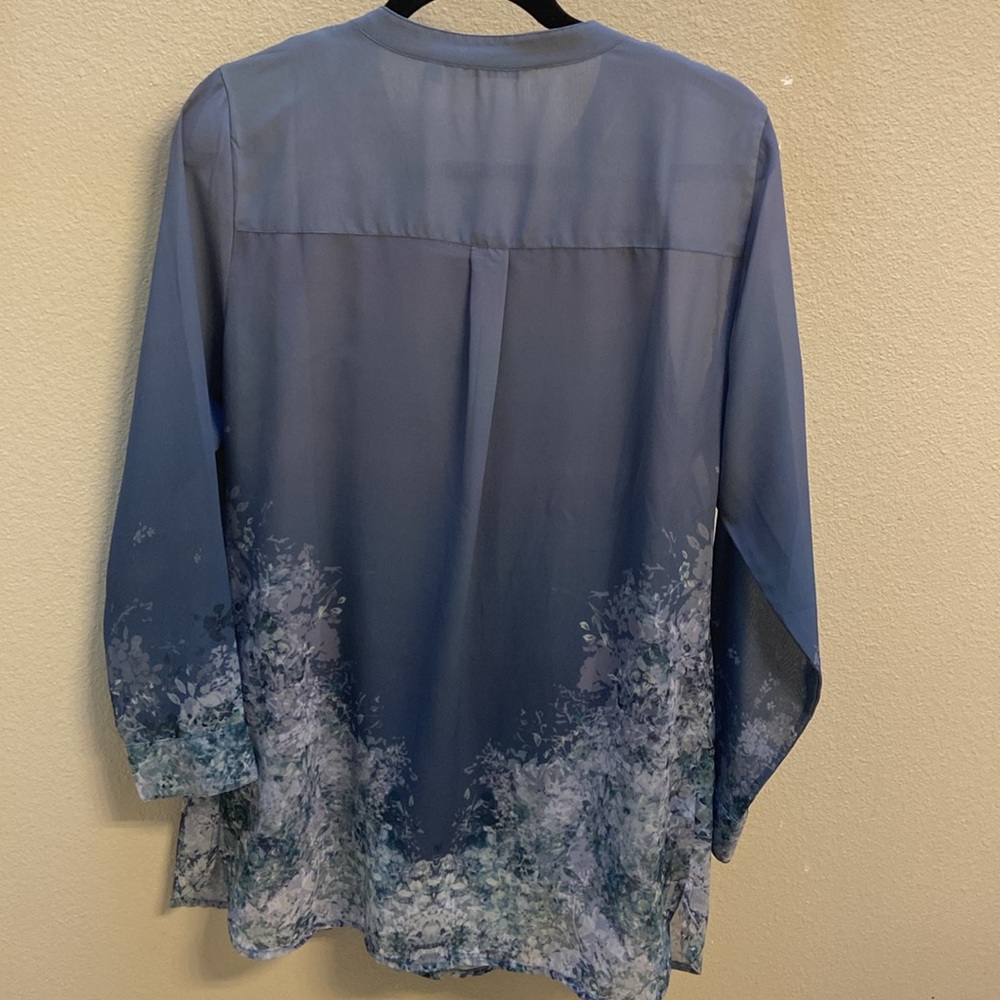 Soft Surroundings Cybele Tunic Periwinkle Floral Pintuck Pleats Blouse w/ Cami - Picture 10 of 16